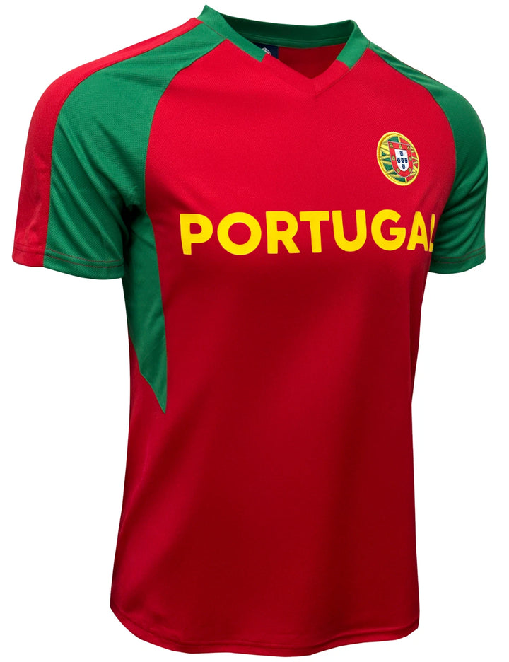 J4K Portugal Soccer Jersey | Red &amp; Green Country Flag Youth Fan Shirt | YS-XL