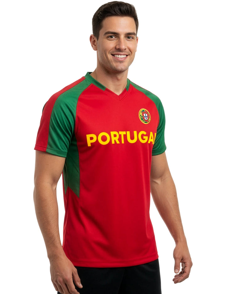 J4K Portugal Soccer Jersey | Red &amp; Green Country Flag Youth Fan Shirt | YS-XL