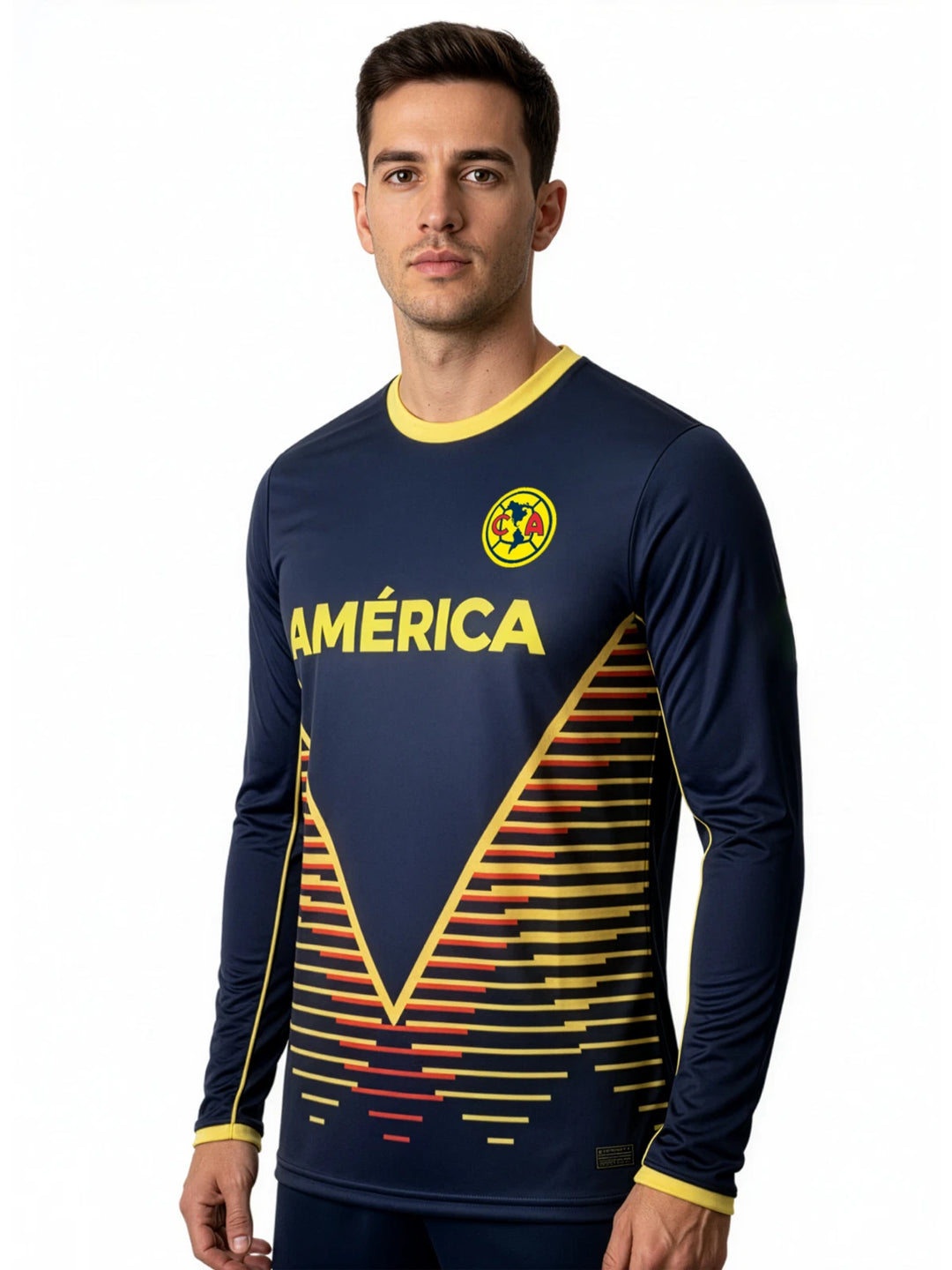 Icon Sports Club America Official Long Sleeve Soccer Jersey | Navy &amp; Yellow Liga MX
