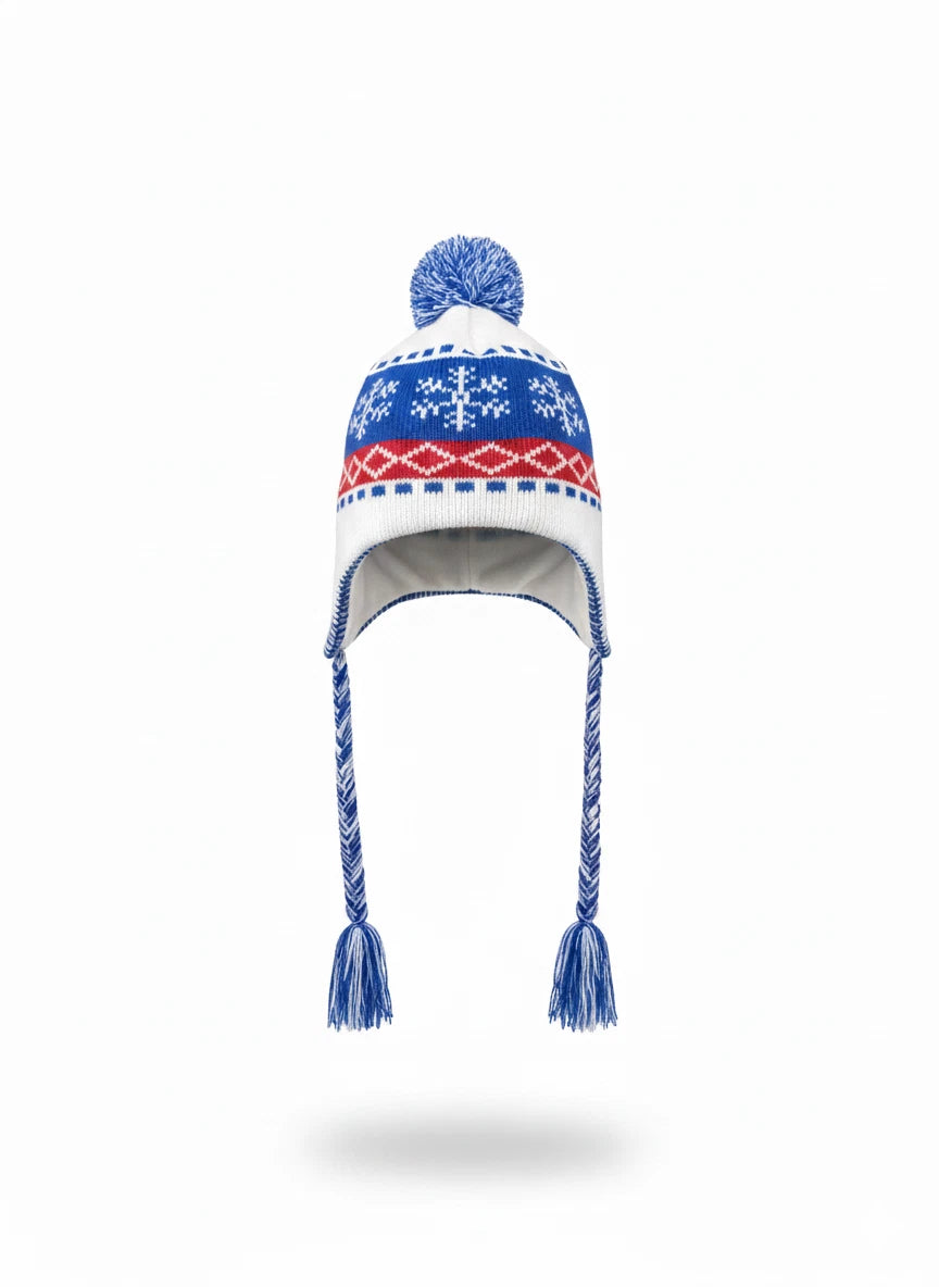 Rhinox Chelsea FC Official Peruvian Beanie | White &amp; Blue EPL Winter Hat