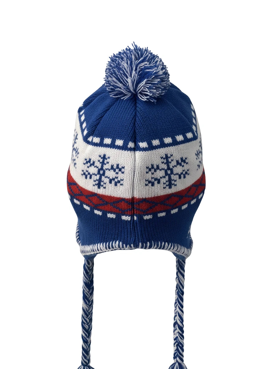 Rhinox Chelsea FC Official Peruvian Beanie | Blue &amp; White EPL Pom Pom Winter Hat