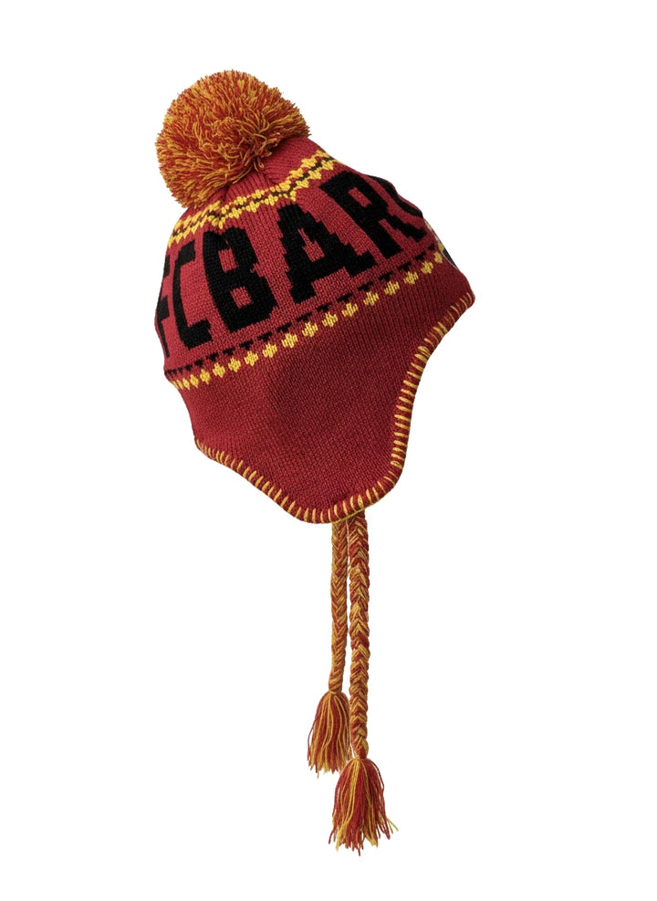 Rhinox FC Barcelona Official Peruvian Hat | Red &amp; Yellow La Liga Winter Beanie
