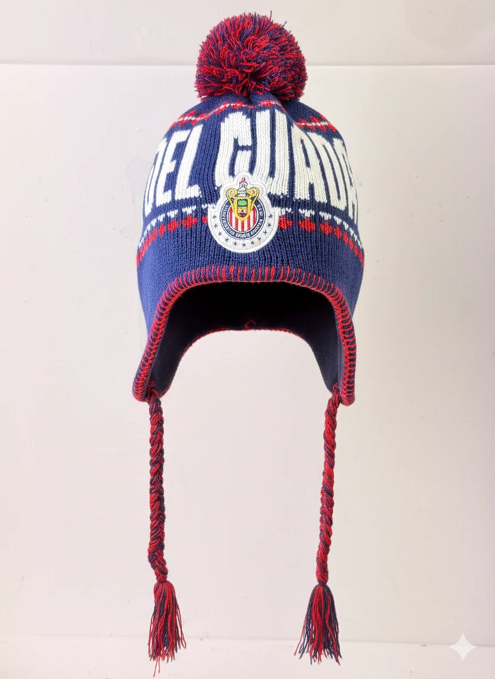 Rhinox Chivas Del Guadalajara Official Peruvian Hat | Navy Liga MX Winter Beanie