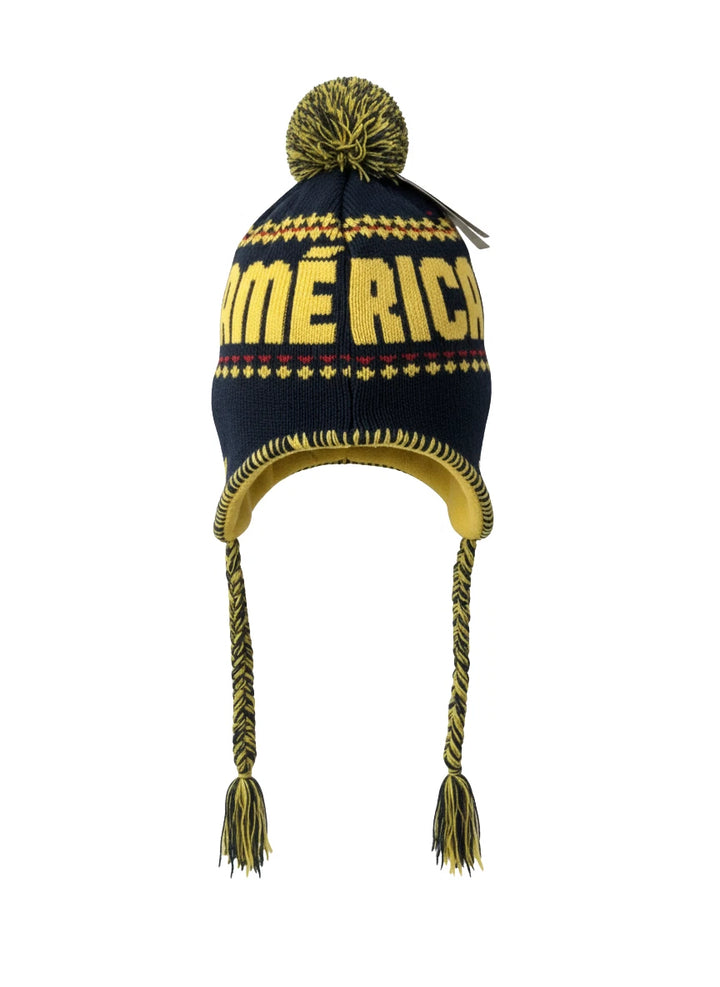 Rhinox Club America Official Peruvian Hat | Navy &amp; Yellow Liga MX Winter Beanie