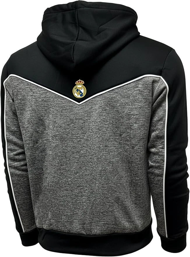 Icon Sports Real Madrid Official Full Zip Hoodie | Black Polyester La Liga Jacket