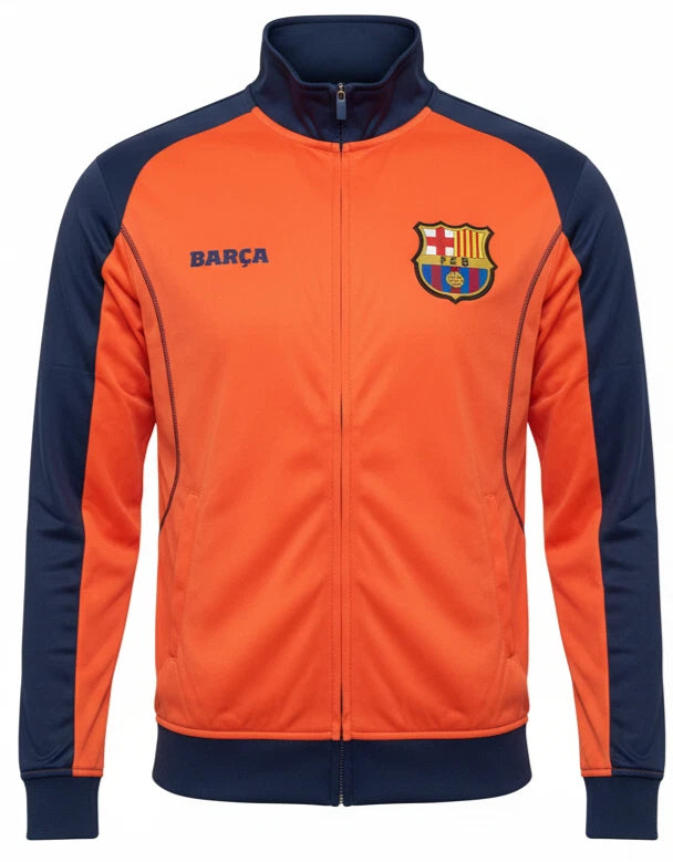 Rhinox FC Barcelona Official Track Jacket | Orange &amp; Navy La Liga Full-Zip