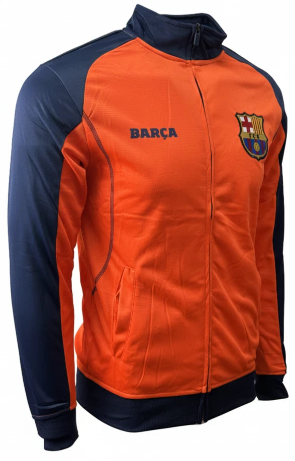 Rhinox FC Barcelona Official Track Jacket | Orange &amp; Navy La Liga Full-Zip