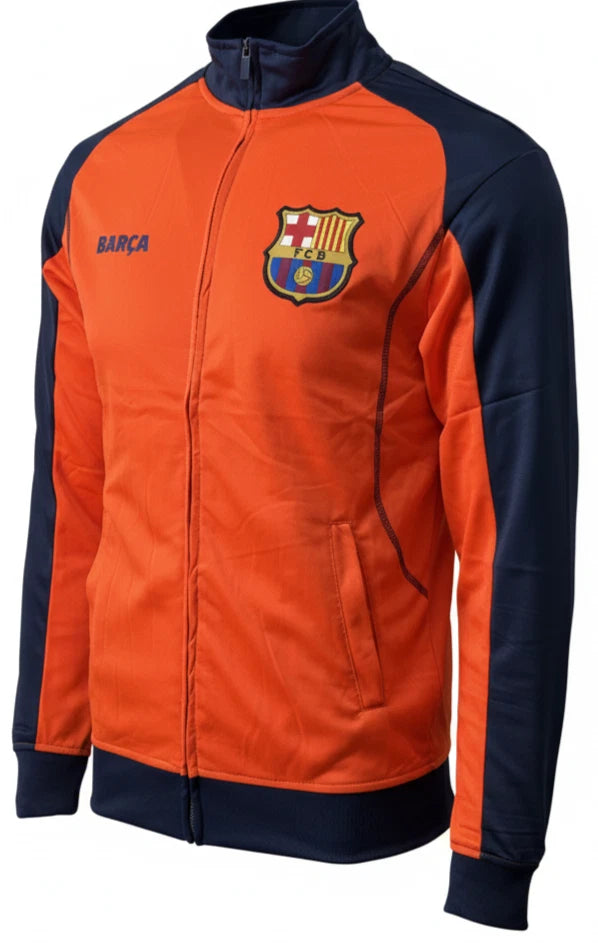 Rhinox FC Barcelona Official Track Jacket | Orange &amp; Navy La Liga Full-Zip