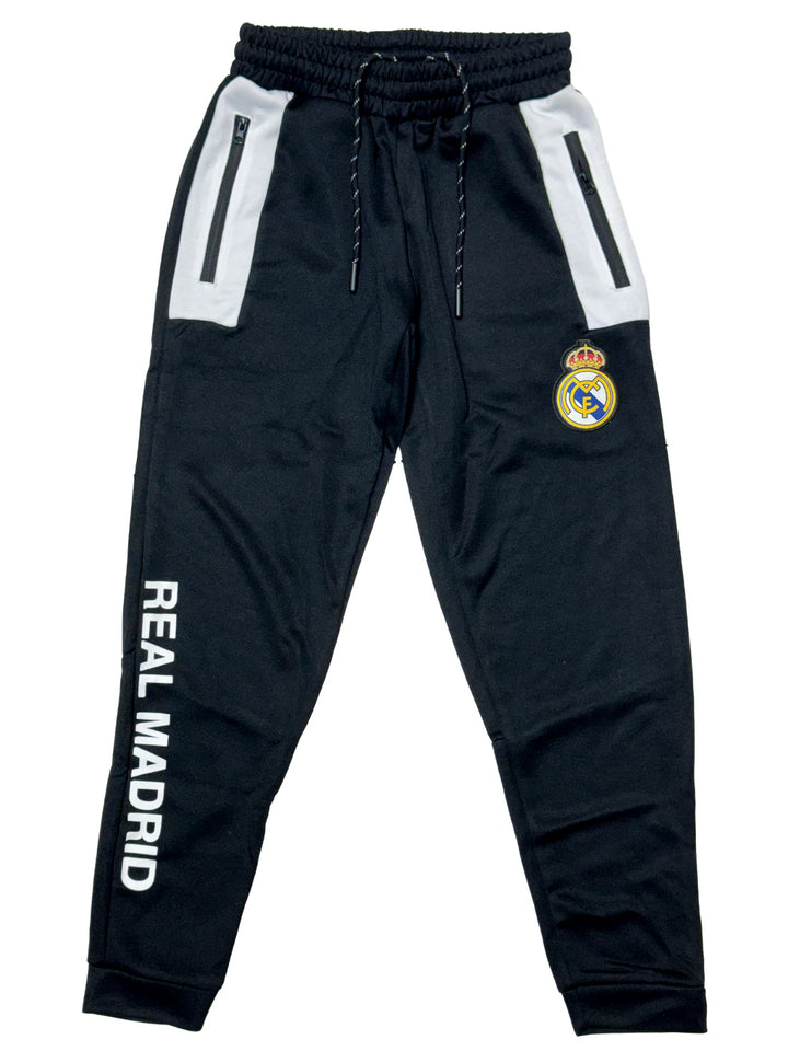 Icon Sports Real Madrid Official Soccer Jogger Pants | Black La Liga Bottoms