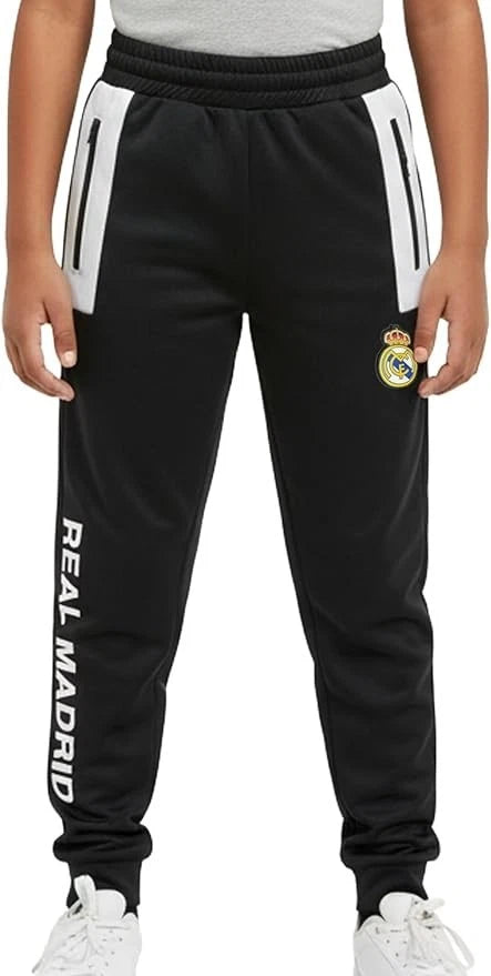 Icon Sports Real Madrid Official Soccer Jogger Pants | Black La Liga Bottoms