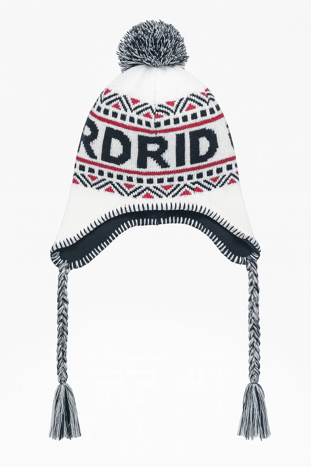 Rhinox Real Madrid Official Peruvian Beanie | Black &amp; White La Liga Winter Hat