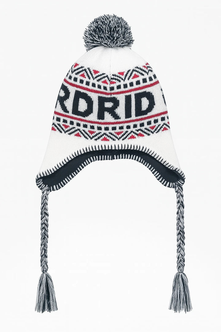 Rhinox Real Madrid Official Peruvian Beanie | Black &amp; White La Liga Winter Hat