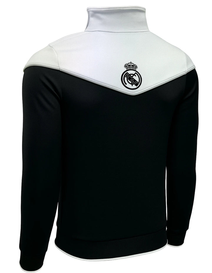Icon Sports Real Madrid Official Track Jacket | Full-Zip Black &amp; White La Liga Gear