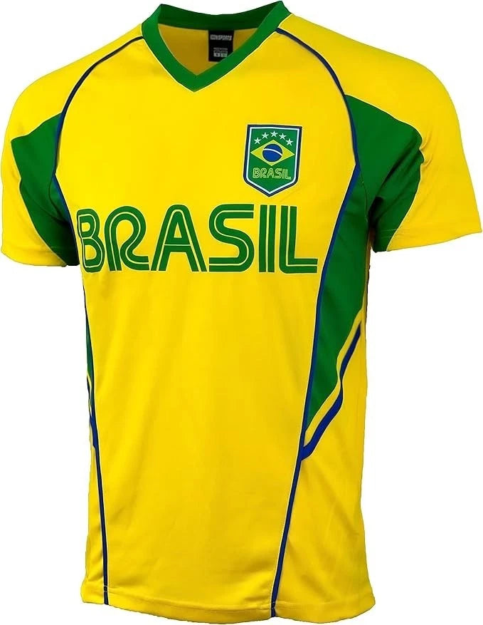 Icon Sports Brazil Flag Soccer Jersey | Yellow &amp; Green World Cup Fan Shirt