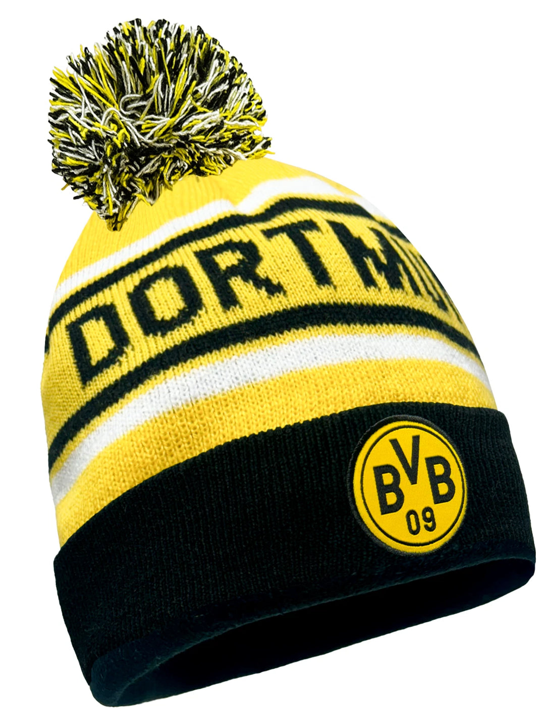 Fan Ink Borussia Dortmund Official BVB Beanie | Yellow &amp; Black Knit Pom Winter Hat