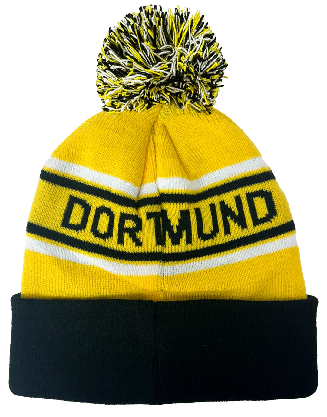 Fan Ink Borussia Dortmund Official BVB Beanie | Yellow &amp; Black Knit Pom Winter Hat