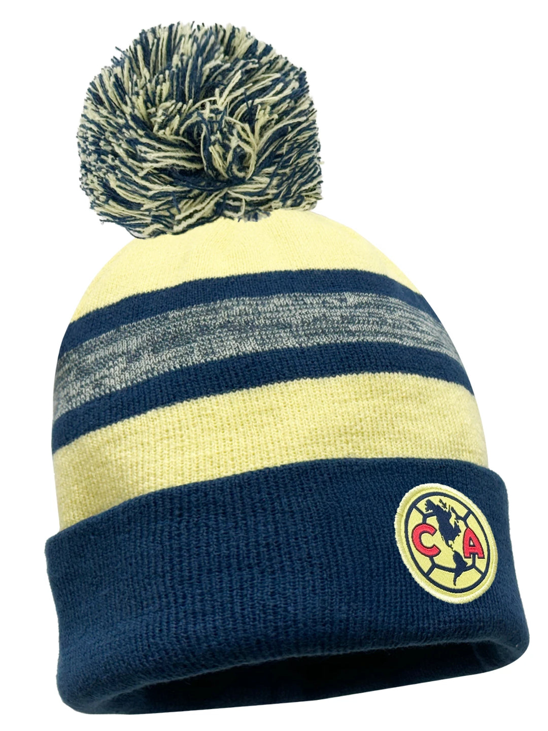Club America Official Licensed Beanie | Navy &amp; Yellow Knit Pom Winter Liga MX Hat