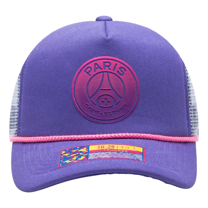 Fan Ink PSG Serve Trucker Hat | Purple Pink White Ligue 1 Headwear