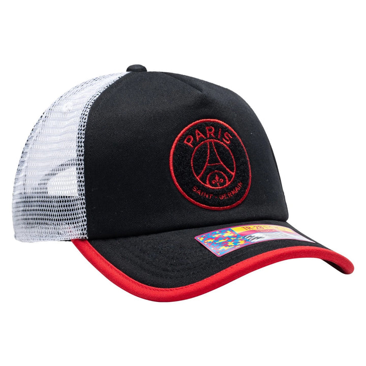 Fan Ink PSG Strike One8th Trucker Hat | Black White Red Ligue 1 Headwear