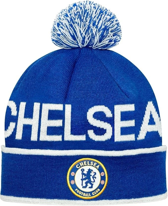 Icon Sports Chelsea FC Pom Pom Beanie | Blue Knit Winter Hat