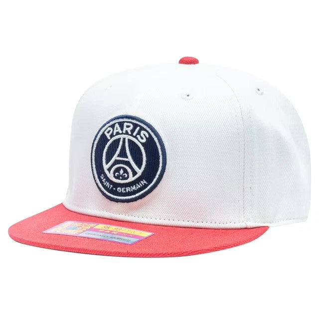 Fan Ink PSG Evolve Snapback Hat | White Red Ligue 1 Headwear