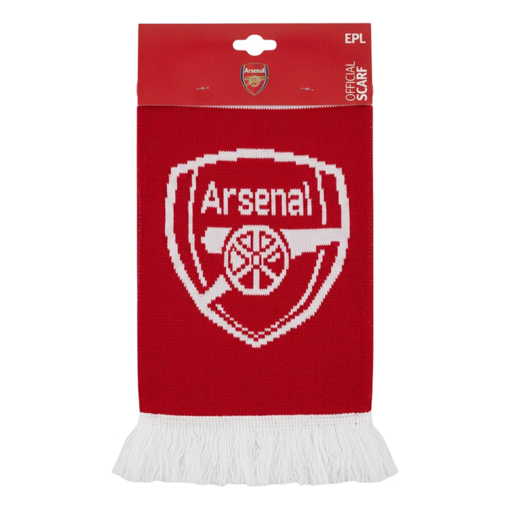 Official Arsenal FC EPL Champions 2025/26 Soccer Scarf Red White Acrylic Fringe